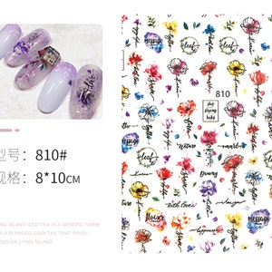 spring nail sticker, flower, rose, 3d stickers, nail decals, nail DIY, 3d decals, nail art supplies