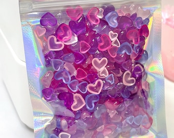Color Changing Heart Nail Charms, Pink Purple Nail Art Decals