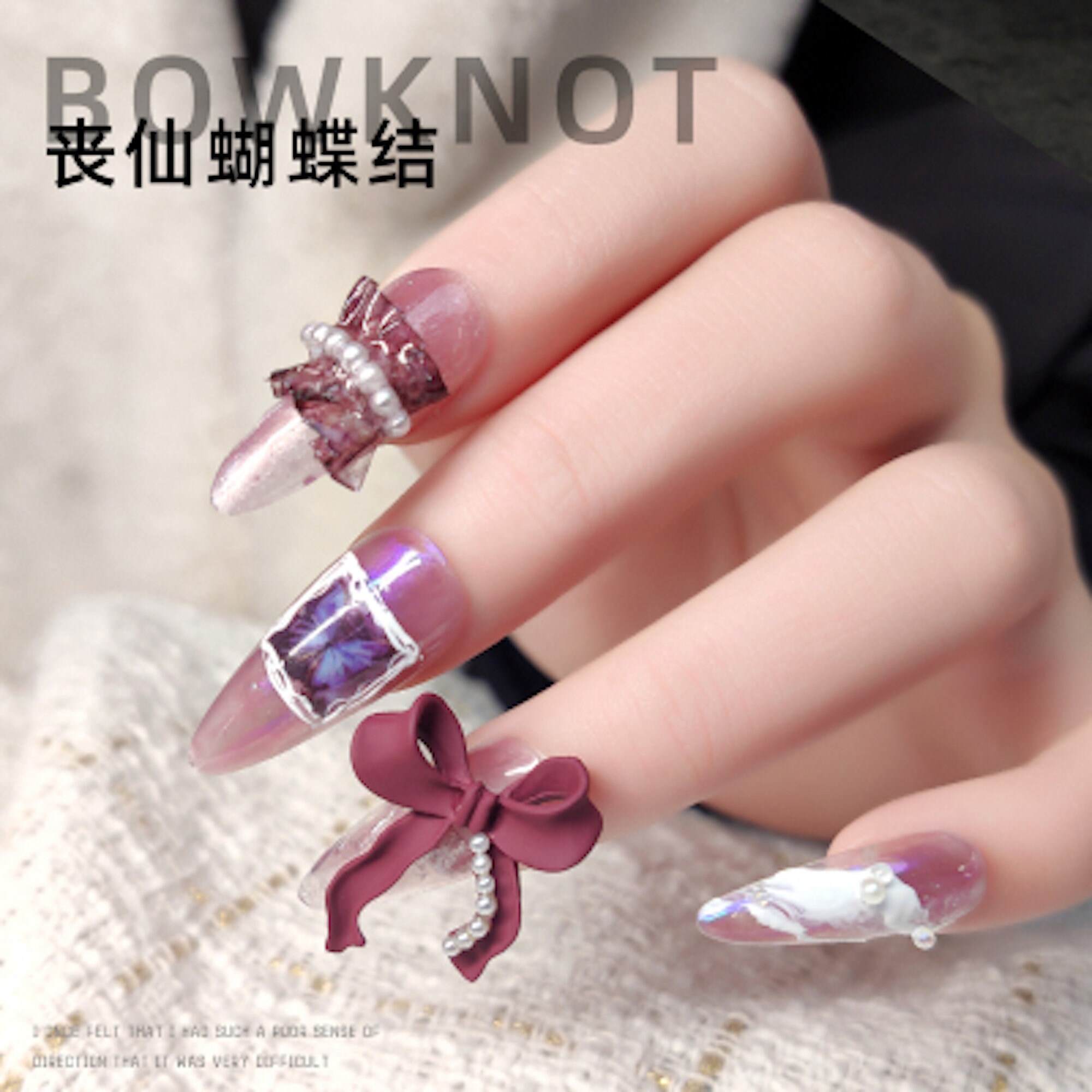 PALUMMA Nagelaufkleber Mit Schleifen & Schmetterlingen – Selbstklebend, Für Nail Art, Rosa, 1 Stück