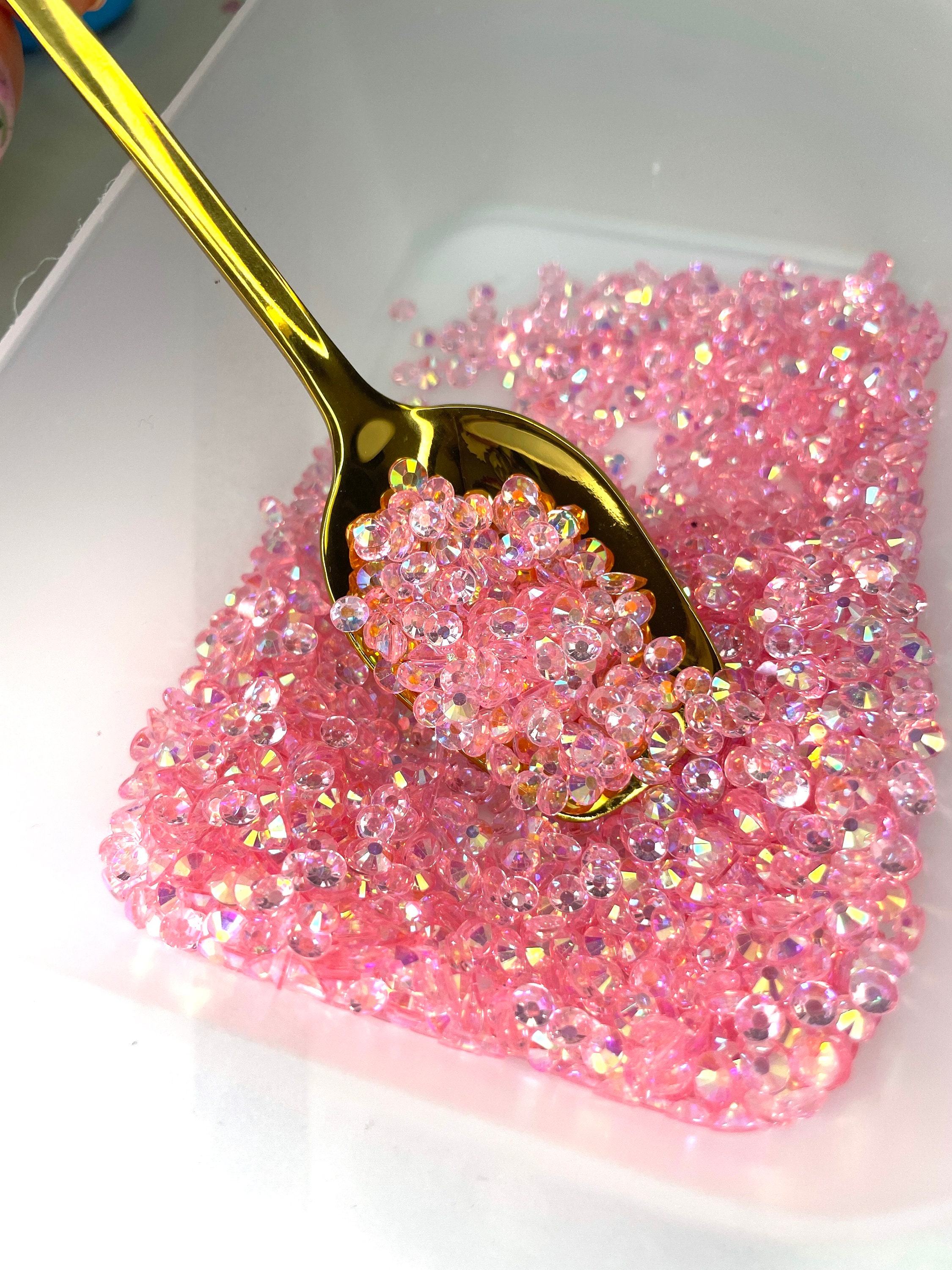 24pcs/set latest pink color metal gems elegant Acrylic resin full