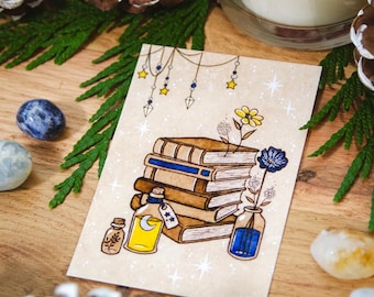 Books & Potions - ACEO Mini Print - Collectible Artist Trading Card