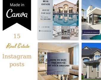 Canva Real Estate Templates for Instagram, Instagram Post Templates, Social Media Canva Templates, Canva Instagram Templates