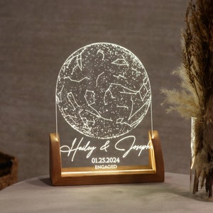 Personalized Star Map Night Light, Custom Star Map by Date, Constellation Map, Gifts for Girlfriend, Engagement Gifts, 9th Anniversary Gift