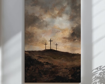Vintage Nativity Tomb Canvas Print, Christian Jesus Wall Art, Faith Religious Home Decor