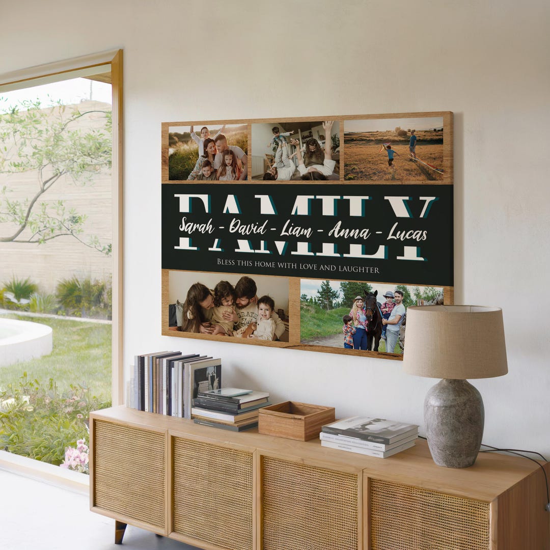 Personalized Family Photo Collage Canvas Print: Custom Name Wall Art - Etsy
