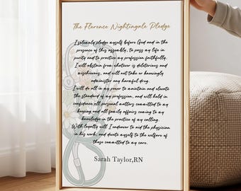 Custom Florence Nightingale Pledge Canvas, Nursing School Graduation Gift, Registered Nurse Appreciation Wall Art