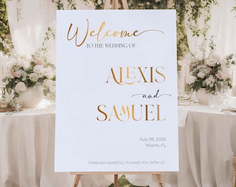 Letrero de bienvenida personalizado para bodas en acrílico o lienzo, decoración para arcos, póster para la entrada de fiestas.
