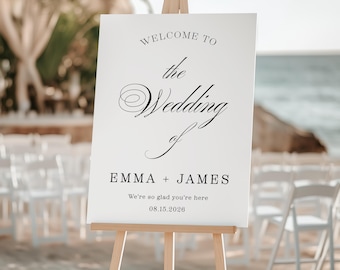 Letrero de bienvenida personalizado para bodas, decoración para la ceremonia en acrílico o lienzo, letrero personalizado para la entrada de la recepción.
