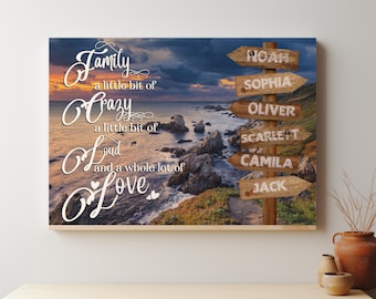 Custom Family Names Canvas Sign: Personalized Street Sign Wall Art