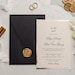 Elegant Wedding Invitation - Dainty Minimalist Invitation - Black Envelope with Seal - Foil Printed Invitation - Modern Wedding Invitation