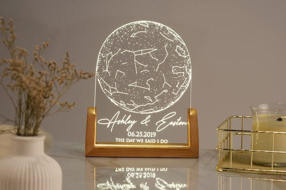 Custom New Born Gift, Custom Star Map by Date, Gift for First Baby, Personalized Night Light for Kids, Gift for Kids, Birthday Gift for Her