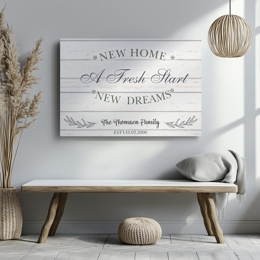 Personalized Family Name Sign, New Home Gift Canvas Wall Art ...