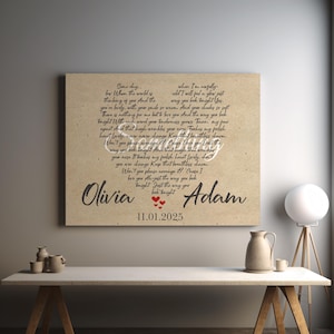 Personalized Wedding Song Lyrics Canvas Print: Photo & First Dance Keepsake
