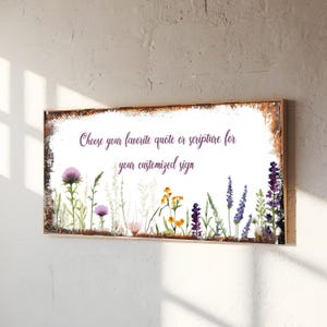 Custom Quote Canvas Print: Floral Rustic Bible Verse Sign