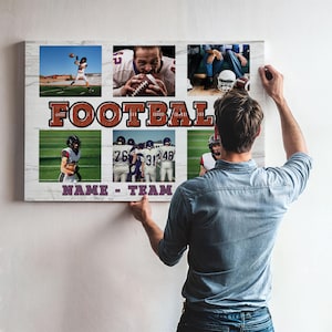 Personalized Senior Football Photo Collage Canvas: Custom Player Gift