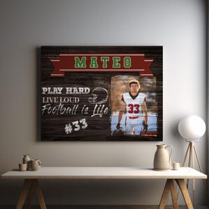 Custom Football Photo Collage Canvas: Senior Night Gift