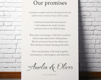 Custom Wedding Vow Canvas Print, Personalized Text Wall Art, Inspirational Quotes Poster