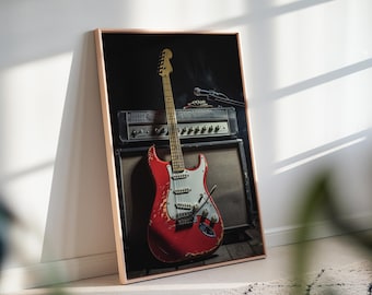 Electric Guitar Canvas Wall Art, Modern Music Wall Decor, Rock Guitar Print for Music Studio, Musician Gift Canvas, Gift for Boyfriend