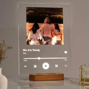 Personalized Music Plaque, Custom Song Plaque, Custom Photo Acrylic Plaque, Album Cover Bedside Night Lamp, Anniversary Gift for Couples