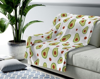 Avocado Decke, gemütliche Decke Geschenk, süße Decke Avocado, gemütliche Plüschdecke, gemütliche Jahreszeit