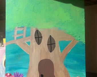 Baumhaus Malerei, Boho Wandbild, Boho Wanddekor, Hippie Wandkunst