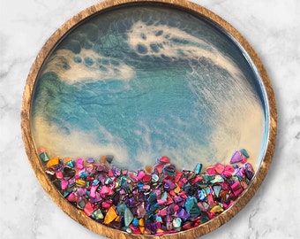 13"  Blue Sky, Resin Ocean Scene | Wall Decor