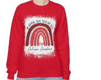 In April We Wear Red Autism Acceptance Sweatshirt, Autism Acceptance  Youth Hoodie, Autism Rainbow Acceptance Unisex Hoodie