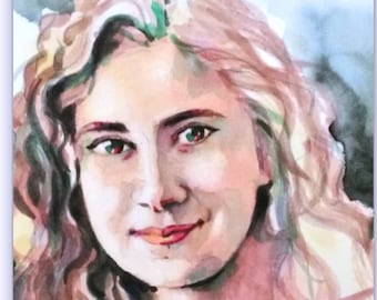 Watercolor Portrait Drawing From Photo, Real, Physical, Origina Handmade Watercolor Painting, Hand Drawn Family Personalized  Portrait