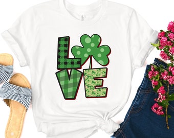 Love Heart St Patrick's Day Unisex Shirt, Funny St Patrick's Day Unisex T-Shirt, St Paddy's Day Tee, Heart Shamrock Lucky Shirt