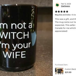Custom Black Coffee Mug 15 Oz or 11 Oz Size, Personalized Picture Text 20 oz White Ceramic, Customized Large, Jumbo Mug image 11
