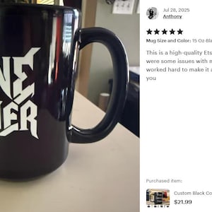 Custom Black Coffee Mug 15 Oz or 11 Oz Size, Personalized Picture Text 20 oz White Ceramic, Customized Large, Jumbo Mug image 13
