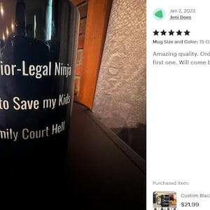 Custom Black Coffee Mug 15 Oz or 11 Oz Size, Personalized Picture Text 20 oz White Ceramic, Customized Large, Jumbo Mug image 12