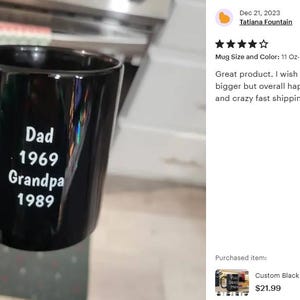Custom Black Coffee Mug 15 Oz or 11 Oz Size, Personalized Picture Text 20 oz White Ceramic, Customized Large, Jumbo Mug image 18