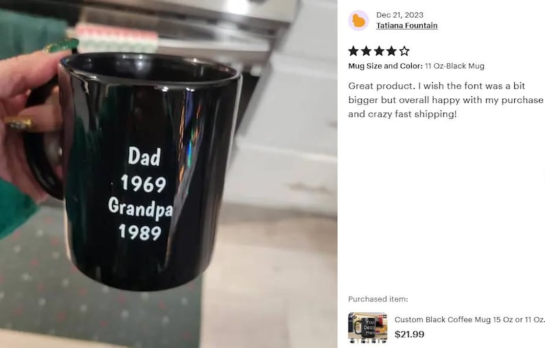 Custom Black Coffee Mug 15 Oz or 11 Oz Size, Personalized Picture Text 20 oz White Ceramic, Customized Large, Jumbo Mug image 18