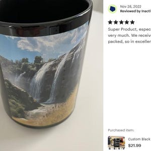 Custom Black Coffee Mug 15 Oz or 11 Oz Size, Personalized Picture Text 20 oz White Ceramic, Customized Large, Jumbo Mug image 20