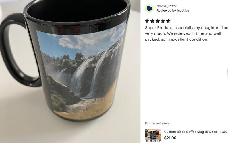 Custom Black Coffee Mug 15 Oz or 11 Oz Size, Personalized Picture Text 20 oz White Ceramic, Customized Large, Jumbo Mug image 20