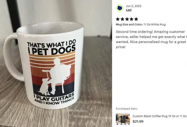 Custom Black Coffee Mug 15 Oz or 11 Oz Size, Personalized Picture Text 20 oz White Ceramic, Customized Large, Jumbo Mug image 14