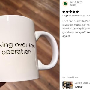 Custom Black Coffee Mug 15 Oz or 11 Oz Size, Personalized Picture Text 20 oz White Ceramic, Customized Large, Jumbo Mug image 15
