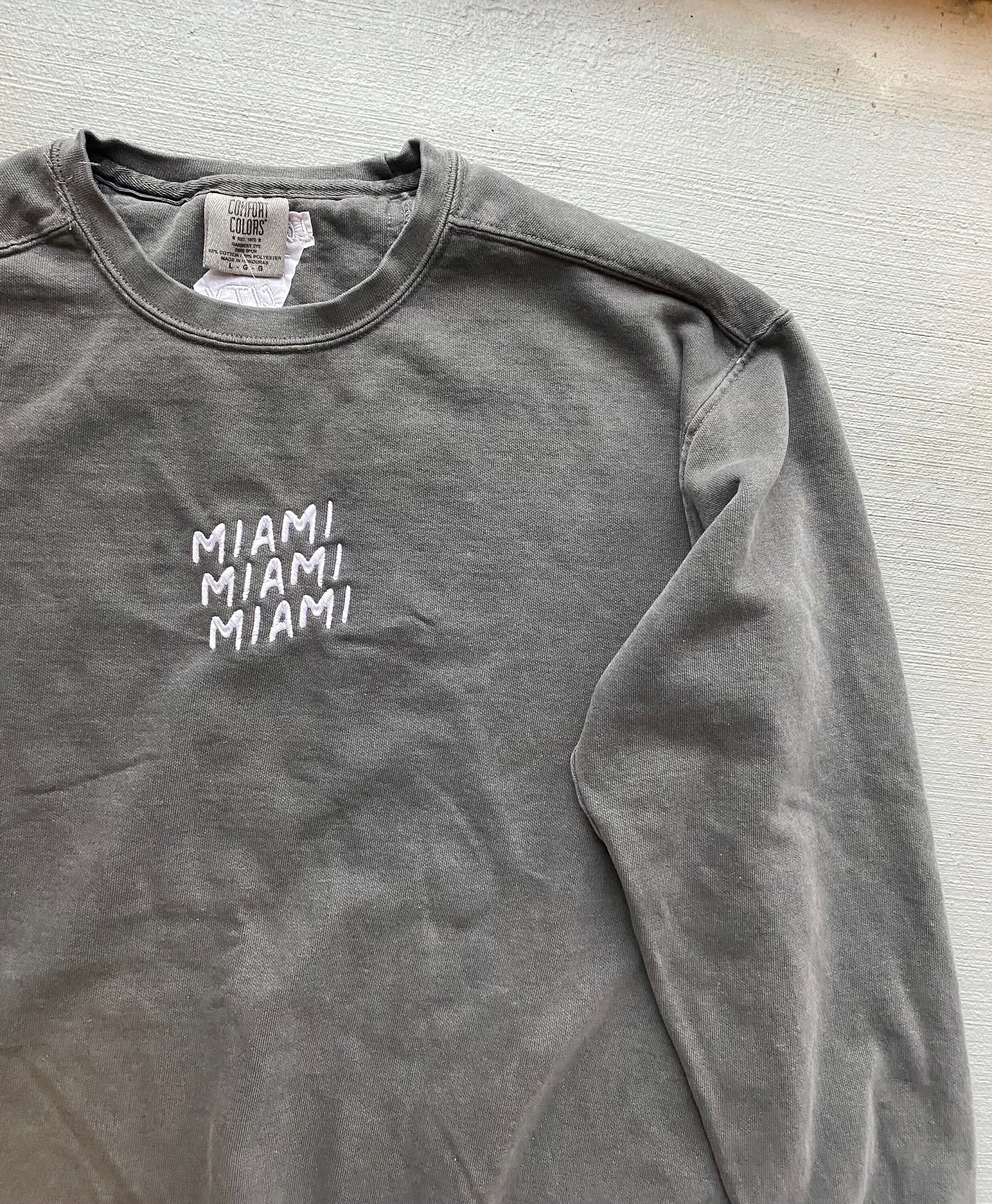 Miami Embroidered Crewneck Sweatshirt Unisex Comfort Colors - Etsy Sweden
