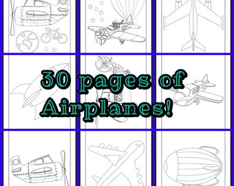Download Airplane Coloring Book Etsy