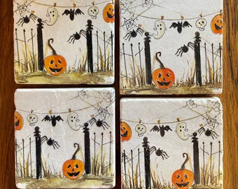 Halloween Town Coaster Set/Decorative Tiles