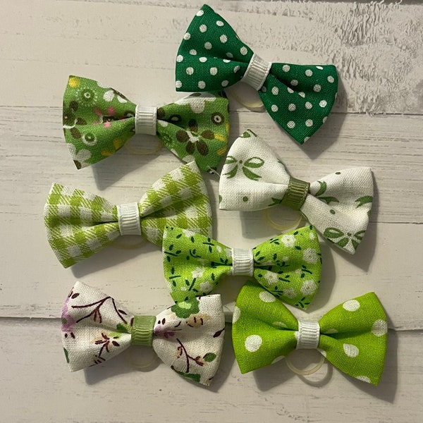 Dog Hair Bows - Green Collection - Set of 7