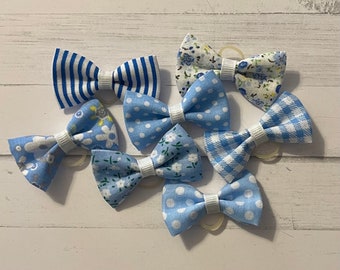 Dog Hair Bows - Blue Collection - Set of 7