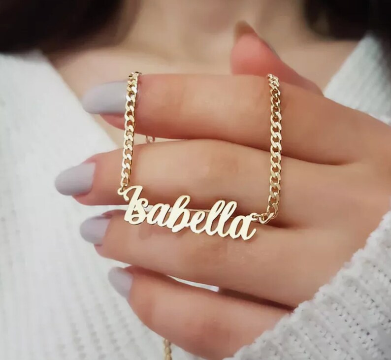 18K Gold Filled Name Necklace Personalized Jewelry Custom Etsy