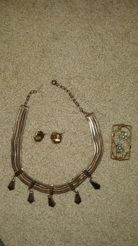 3 Piece Jewelry Set, Brass Choker Necklace, Brass… - image 4