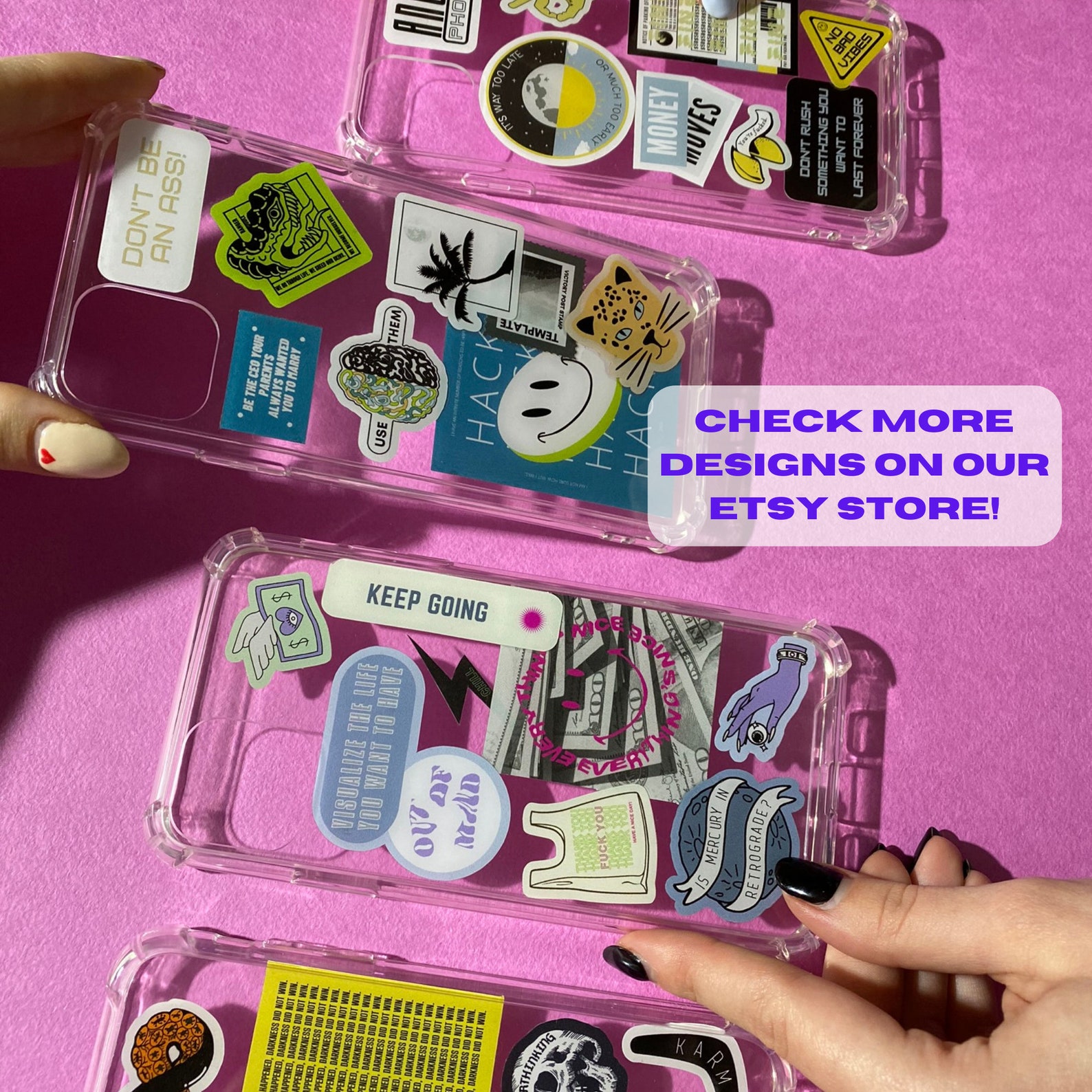 Custom iPhone case with stickers 7 Stickers Etsy