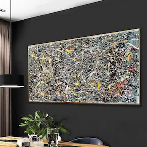 Jackson Pollock Style Painting Original Abstract Modern Textured Wall Art for Living Room Wall Decor Colorful Fine Abstract Painting Q149