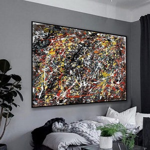 Jackson Pollock Style Amazing Modern Home Décor, Abstract Wall Art Acrylic Painting Original Large Canvas Wall Art Living Room Wall Art Q150