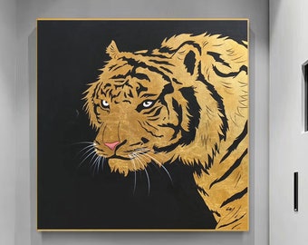 Tiger Wall Art Tiger Painting Colorful Original Art Animal Painting Big Cat Artwork Bengal Tiger Tiger Painting Animal Wildlife Artwork Q131