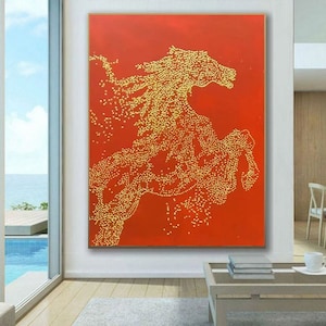 Abstract Oil Painting | Abstract art | modern wall art | Modern art | Horse Abstract painting | abstract canvas art | Red Horse Art Q26